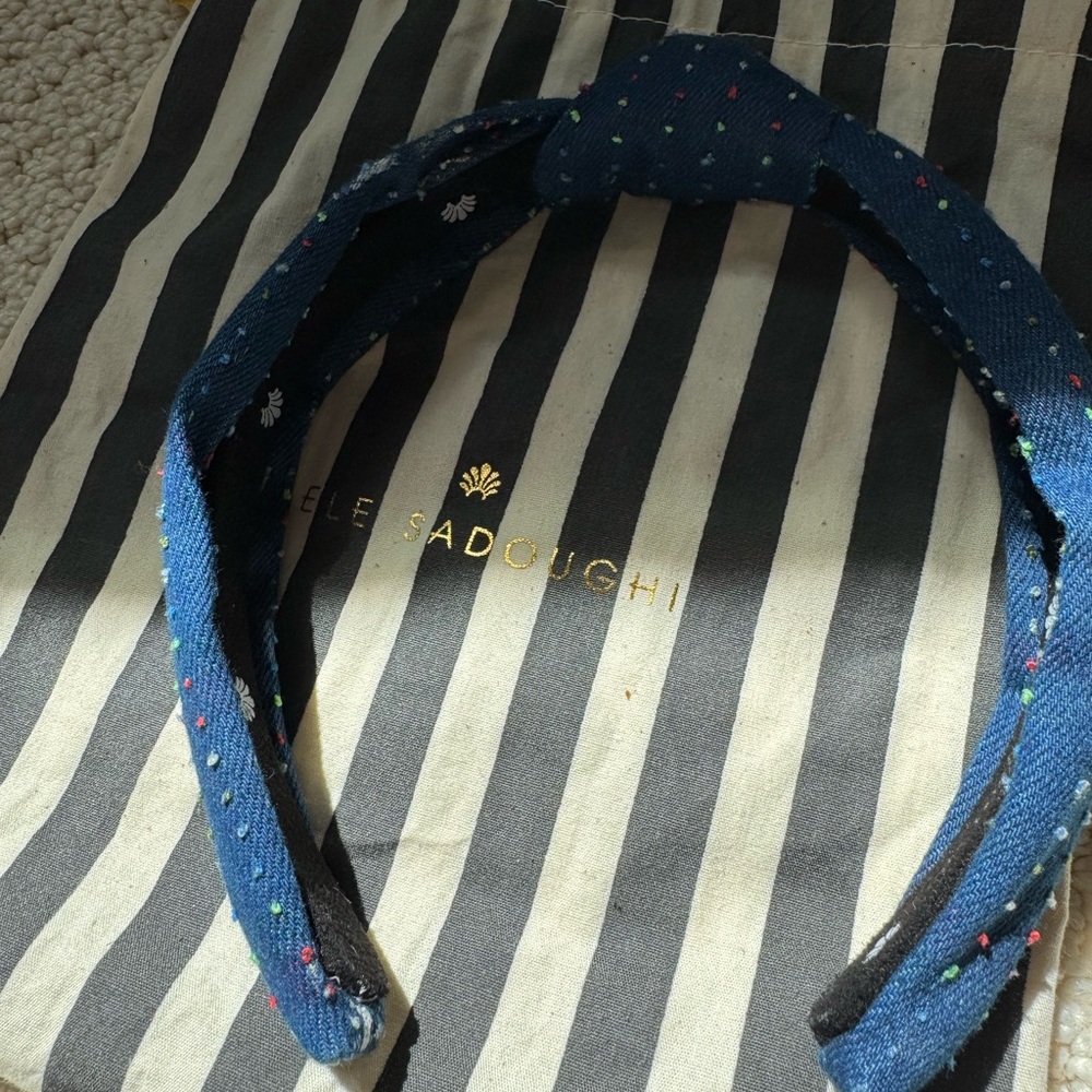Lele Sadoughi Blue Headband with Colorful Dots